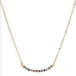 AQUA Gold Plate/Rainbow Pavé Pendant Necklace NWT